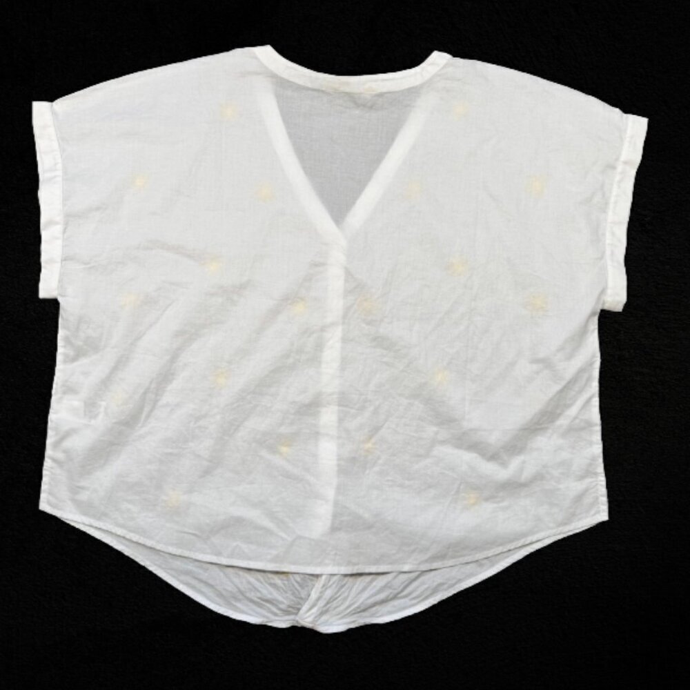 Lucky Brand V Neck Embroidered Sun Button Down Front Knot Shirt View 2